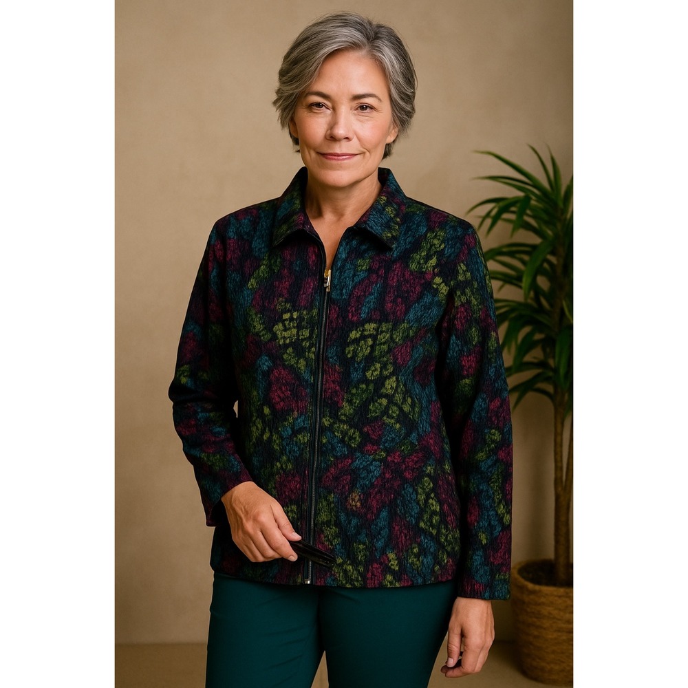 Drapers & Damons Dress Jacket Leafy Tapestry-Like Pattern Sz XL